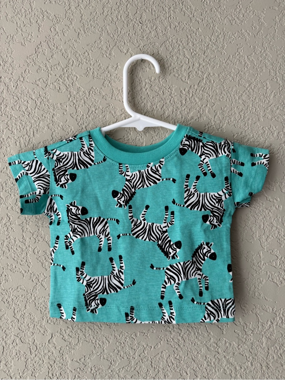 Hanna Andersson Teal Zebra Short Sleeve Tee | 0-3 Months